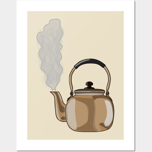 Stovetop or hob kettle cartoon illustration Wall Art by Miss Cartoon